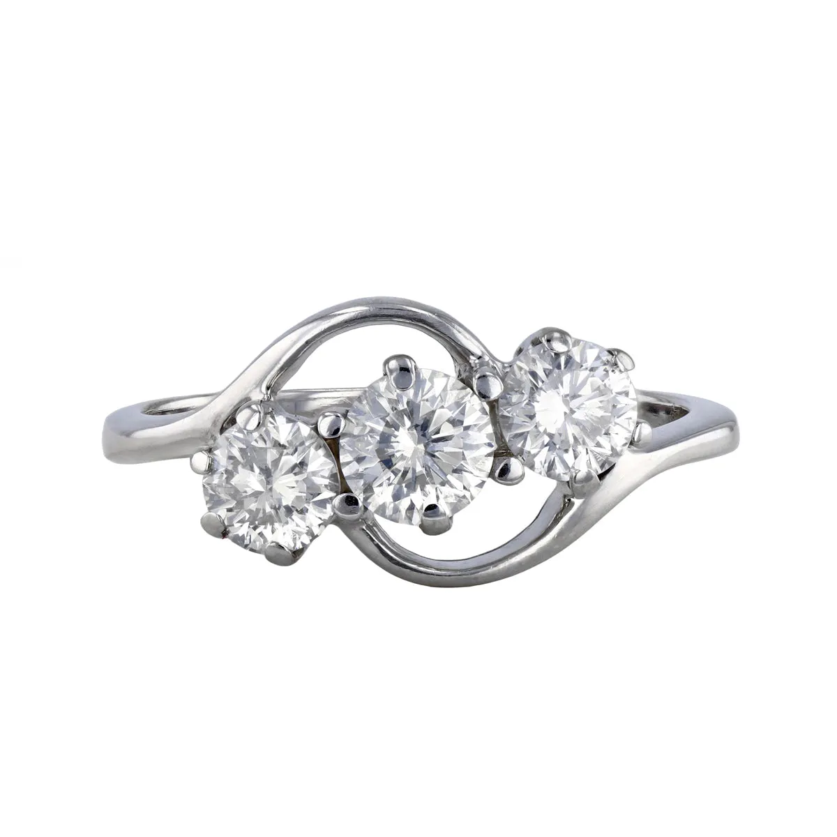 Brilliant Round Cut Diamond and Twist Ring | Pre-Loved | 18K White Gold