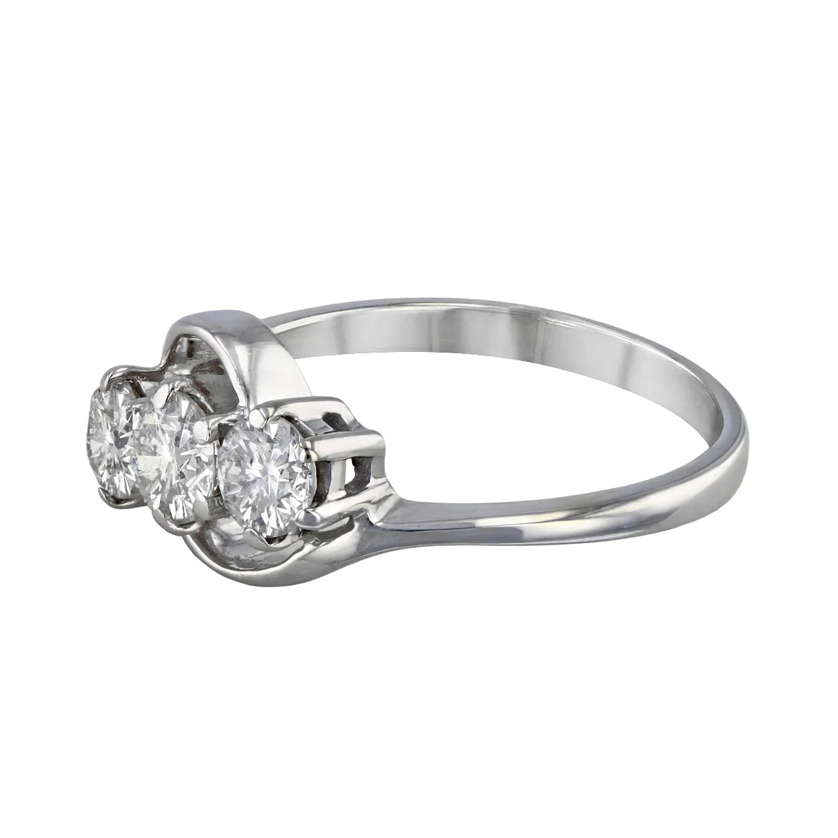 Brilliant Round Cut Diamond and Twist Ring | Pre-Loved | 18K White Gold