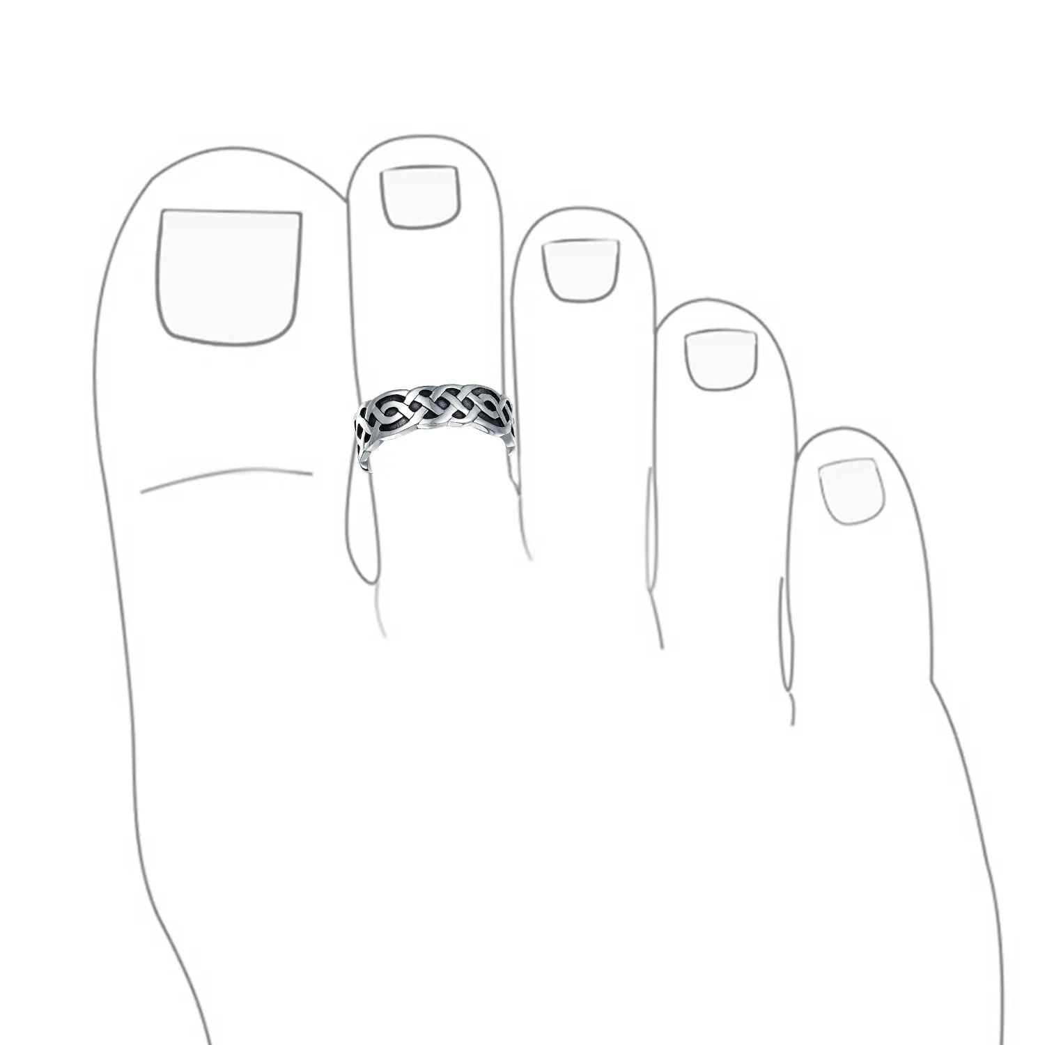 Celtic Trinity Knot Toe Ring Oxidized Sterling Silver Pinky Midi Design