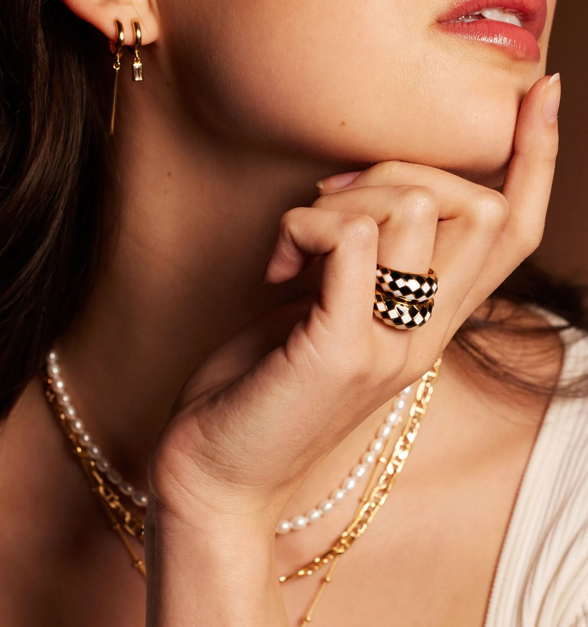 Checker Ring - Black And White