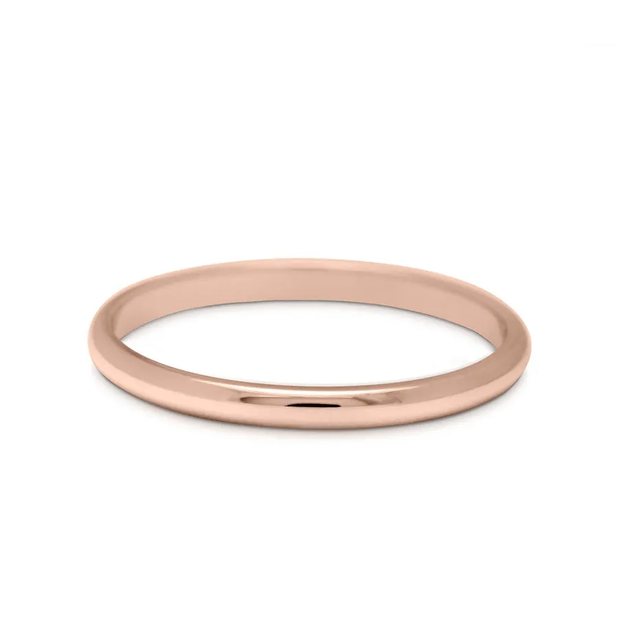 Classic Half Round Band - 14k Gold, 2mm