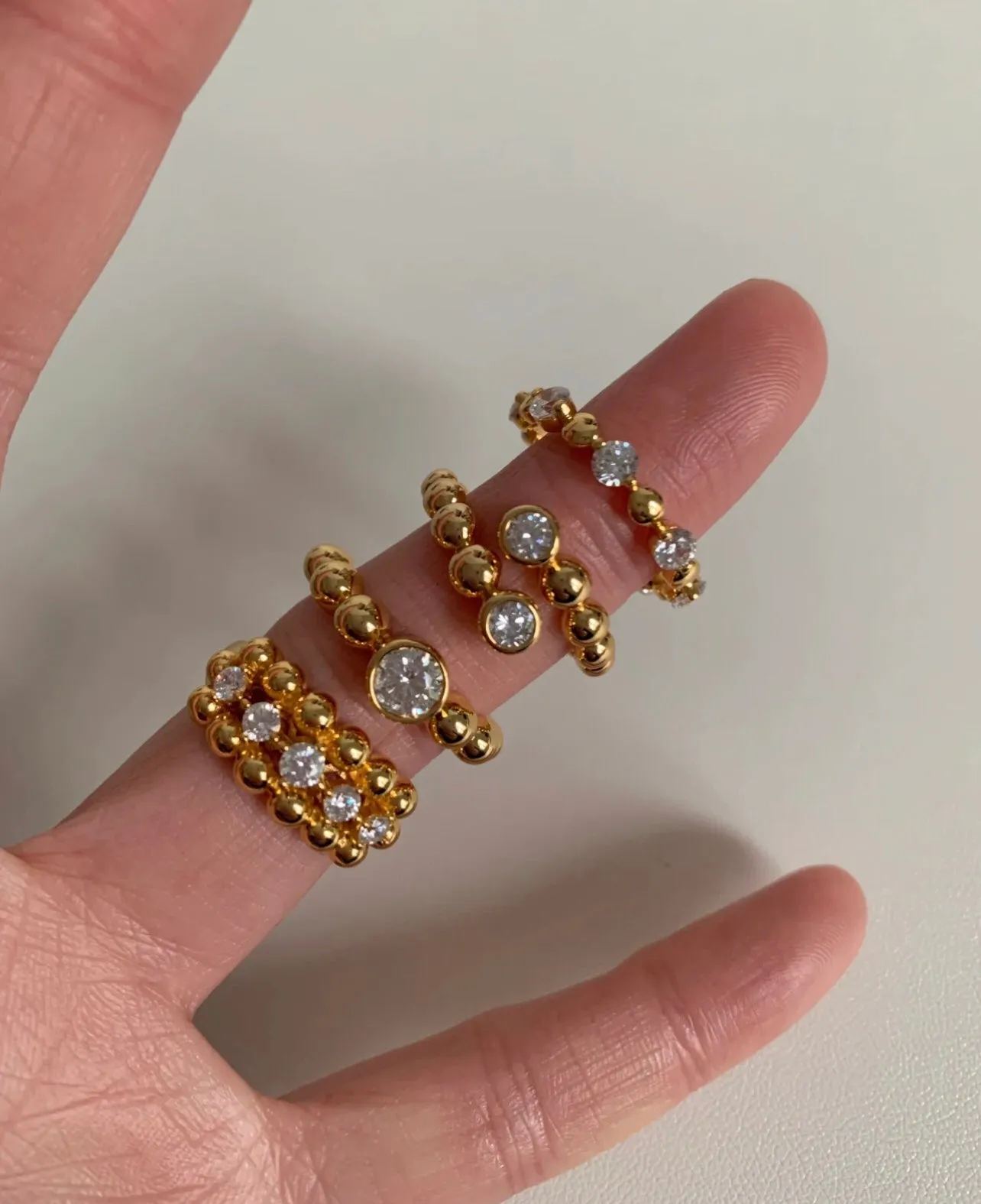 Classic Single Layer Bubble Diamond Stacking Ring