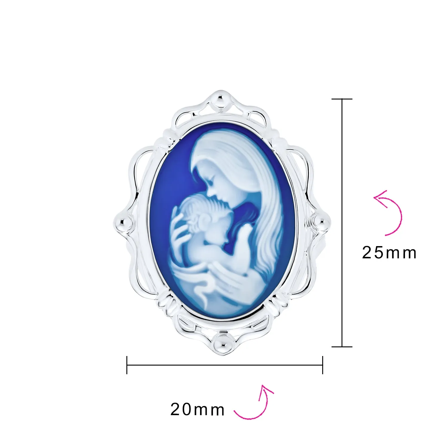 Classic Vintage Style Blue White Cameo Silver Ring for Mom - Victorian Lady Design