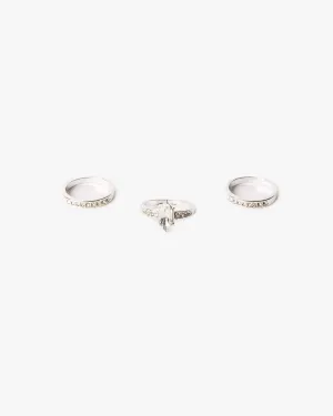 Crystal Silver 3 Pack Ring