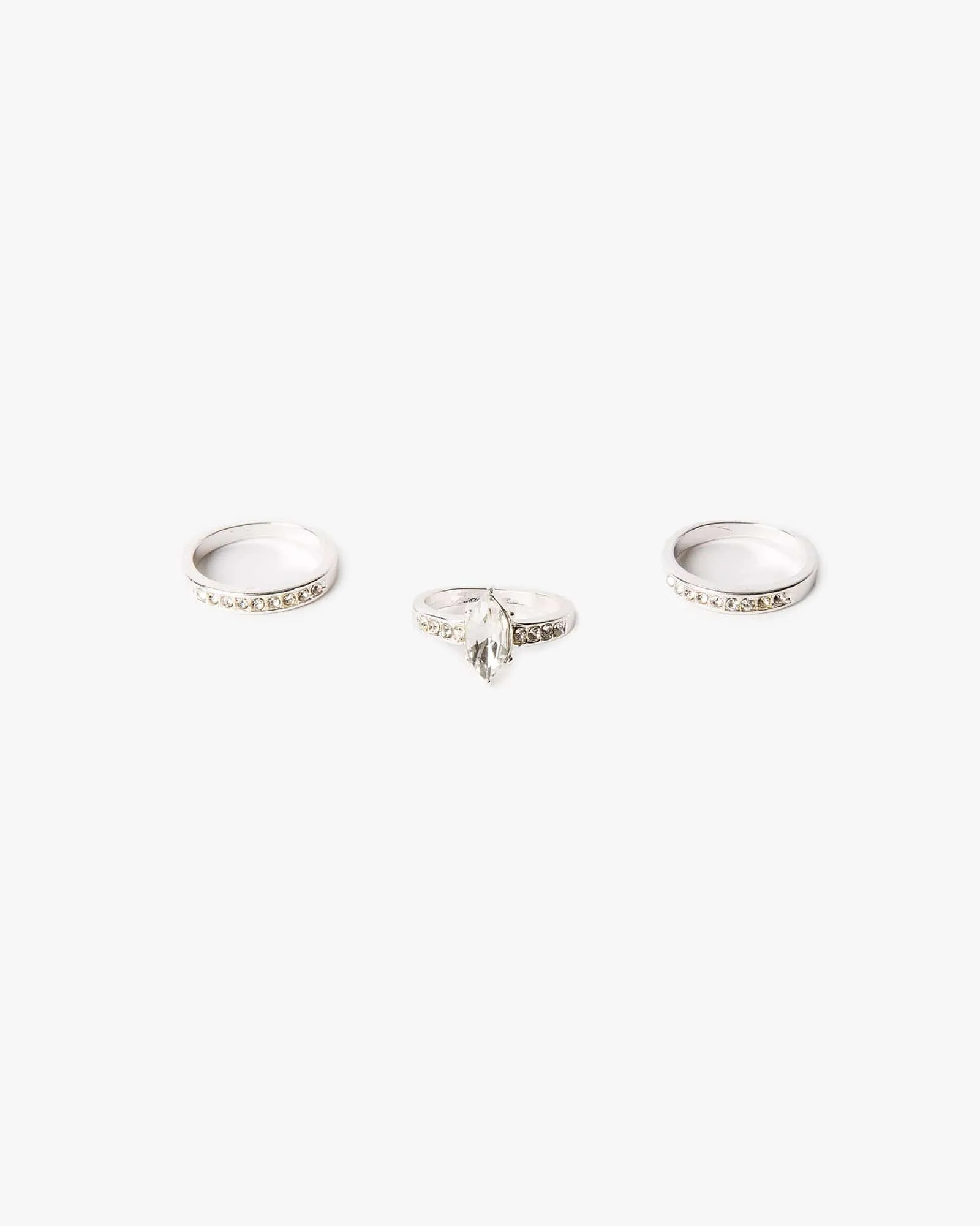 Crystal Silver 3 Pack Ring