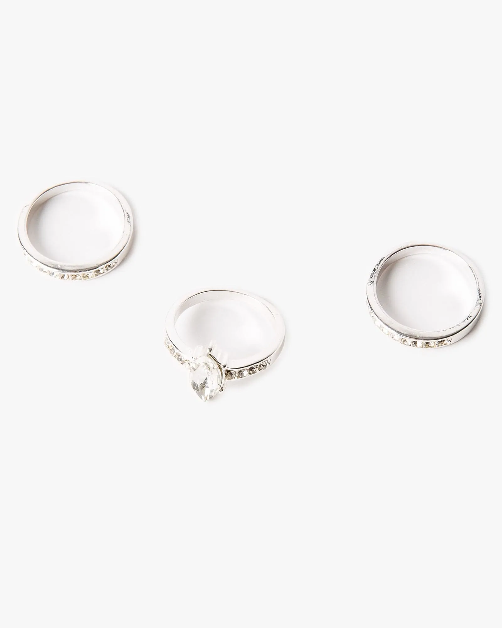 Crystal Silver 3 Pack Ring