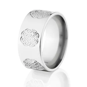 Custom Carved Celtic Rings, Cobalt Wedding Band