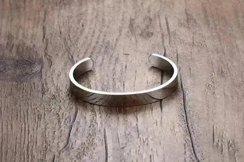 Custom Laser Engraving Smooth Stainless Steel Fine Bangle Jewelry C-shaped Bracelet