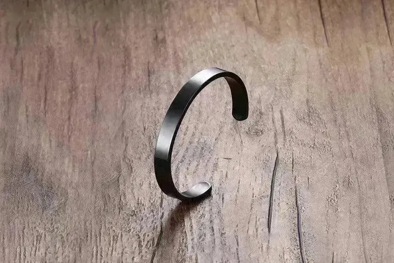 Custom Laser Engraving Smooth Stainless Steel Fine Bangle Jewelry C-shaped Bracelet