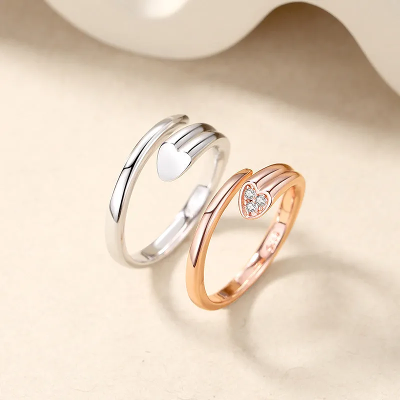 Custom Matching Hearts Wedding Anniversary Rings Set