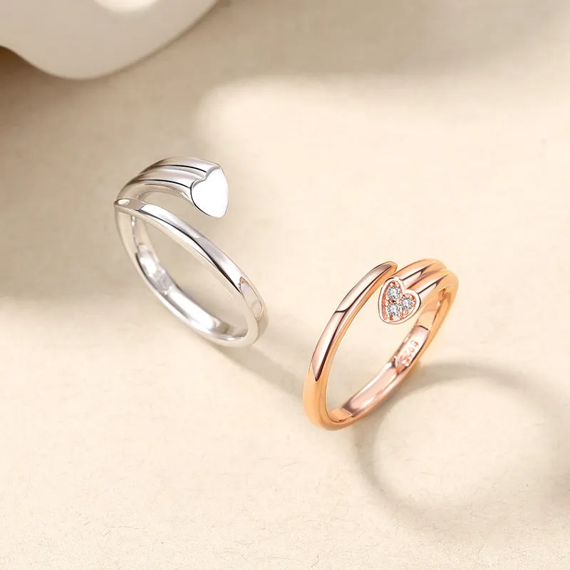 Custom Matching Hearts Wedding Anniversary Rings Set
