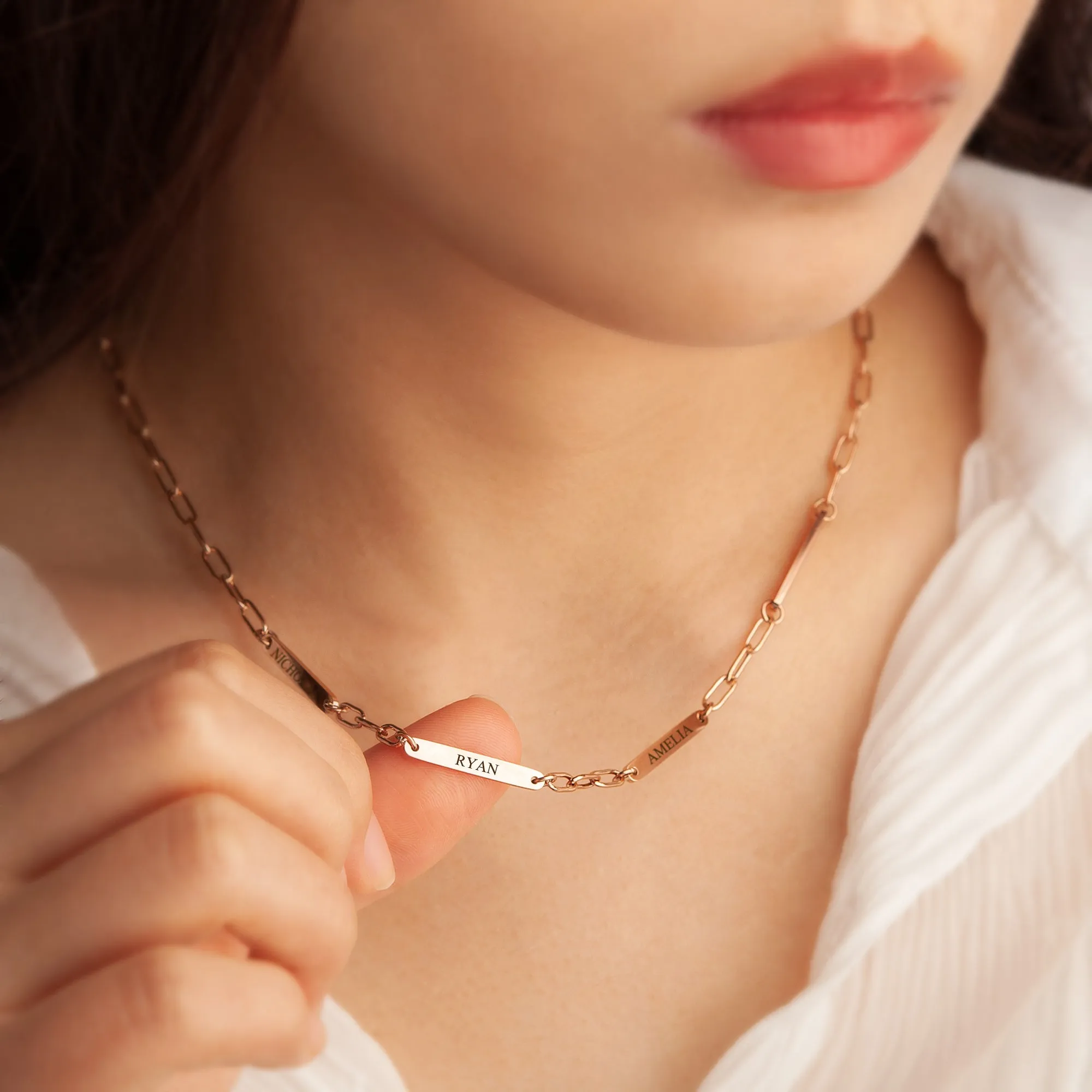 Custom Women's Paper Clip Stainless Steel Chain Necklace