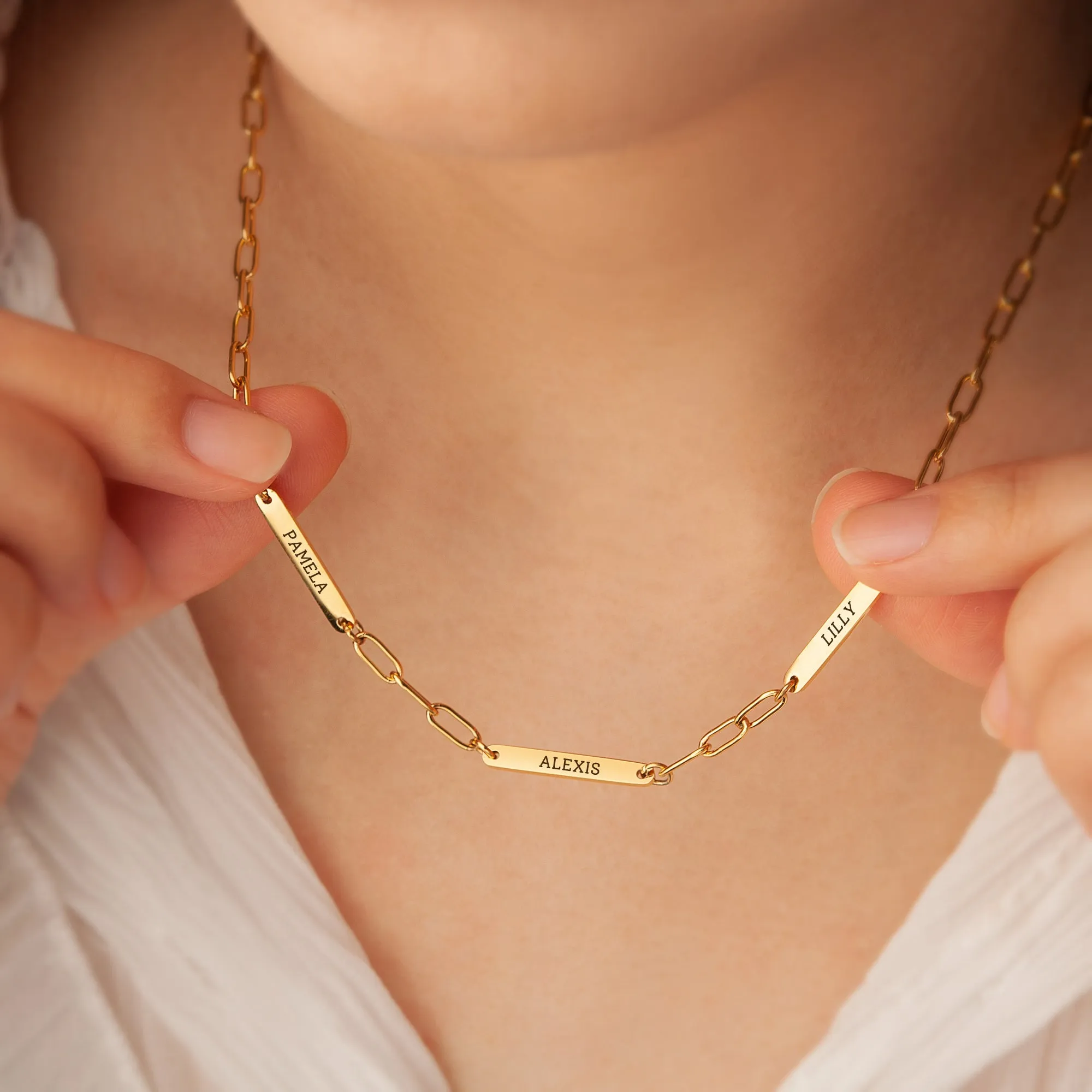 Custom Women's Paper Clip Stainless Steel Chain Necklace