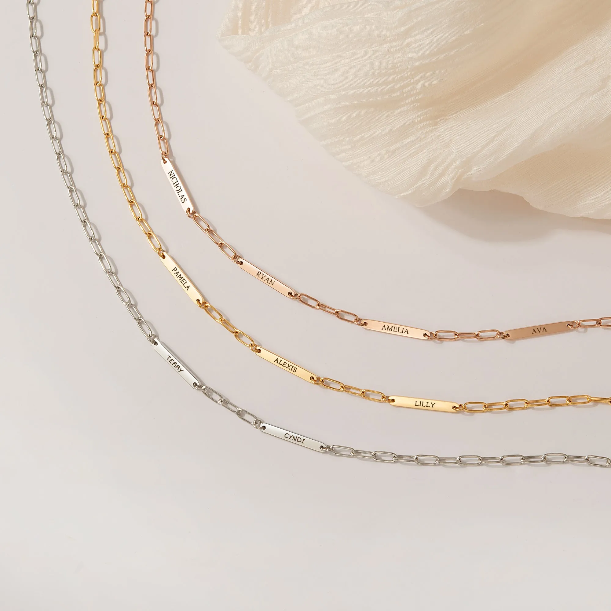 Custom Women's Paper Clip Stainless Steel Chain Necklace