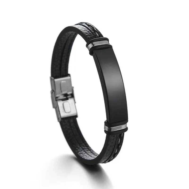 Customizable Leather Date Bracelets with Engraved Personalization
