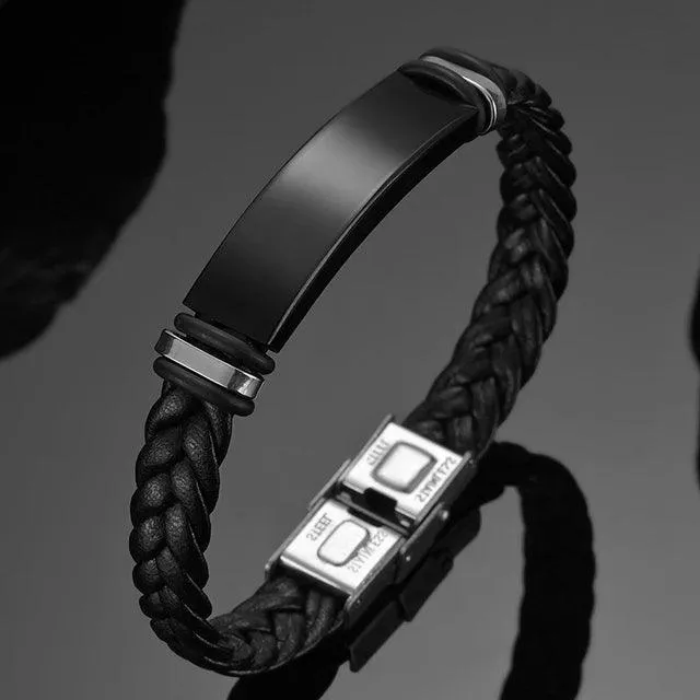 Customizable Leather Date Bracelets with Engraved Personalization