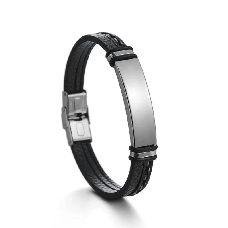 Customizable Leather Date Bracelets with Engraved Personalization