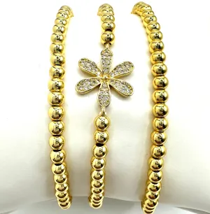 CZ Flower Bracelet Stack