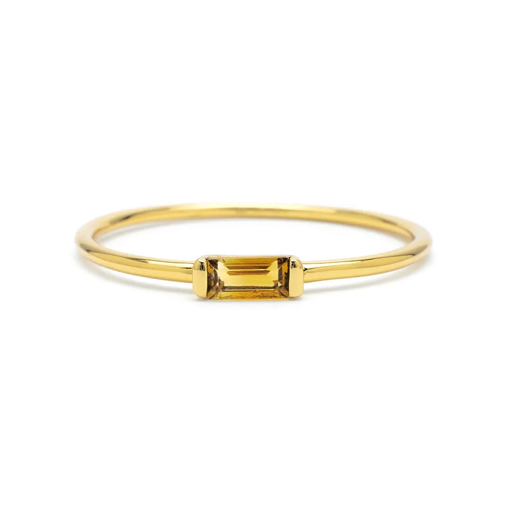 Delicate Baguette Citrine Ring
