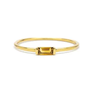Delicate Baguette Citrine Ring
