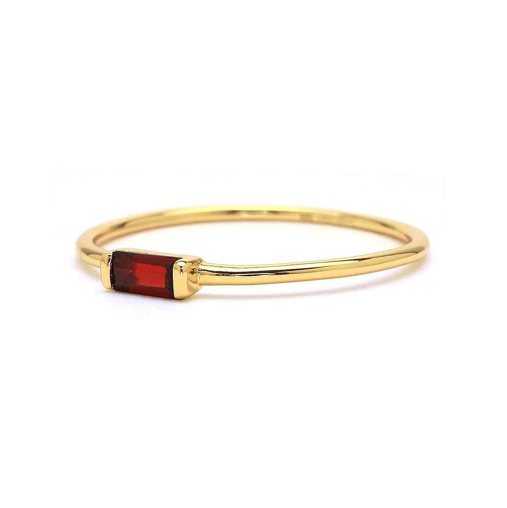 Delicate Baguette Garnet Ring