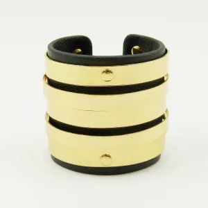 Designer style leather & metal cuff