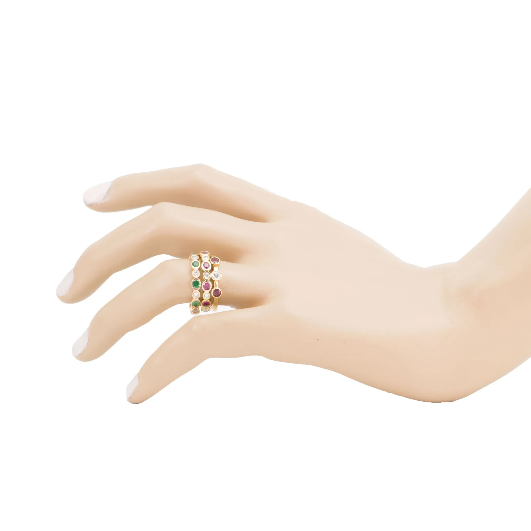 Diamond & Emerald Eternity Band with Alternating Bezels