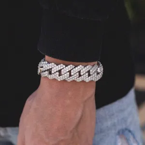 Diamond Prong Link Bracelet (19mm) in White Gold