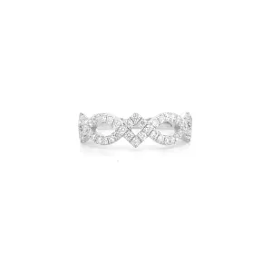 Diamond Twist Ring White Gold R049N