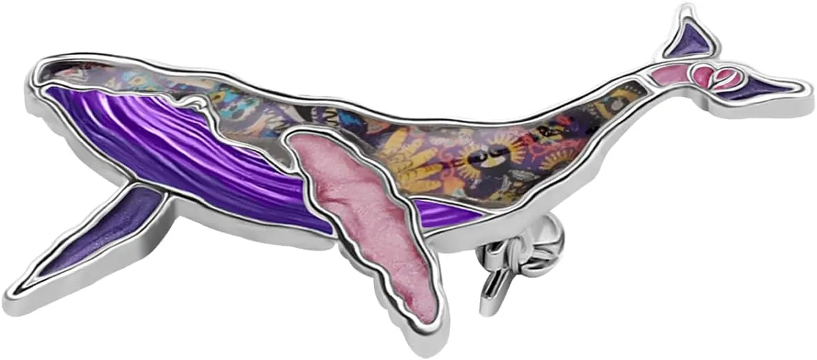 Enamel Alloy Cute Ocean Animal Whale Brooch Pins for Women Girls Sea Life Brooches Scarf Summer Jewelry for Beach Party Vacations Christmas Gifts Charms