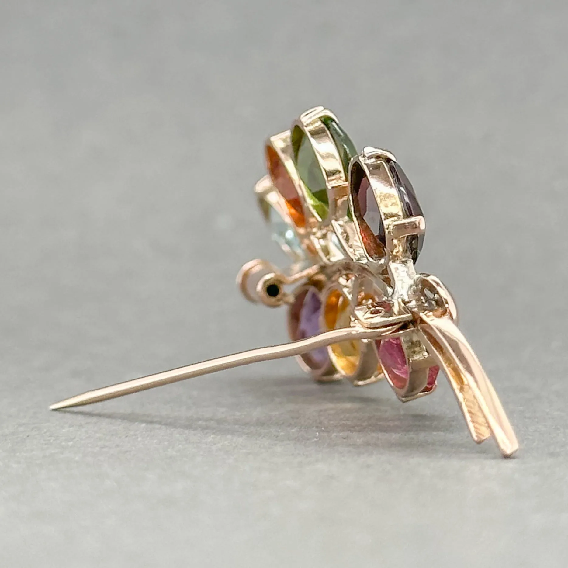 Estate 14K R Gold 7.59ctw Multi-Gemstone Pin