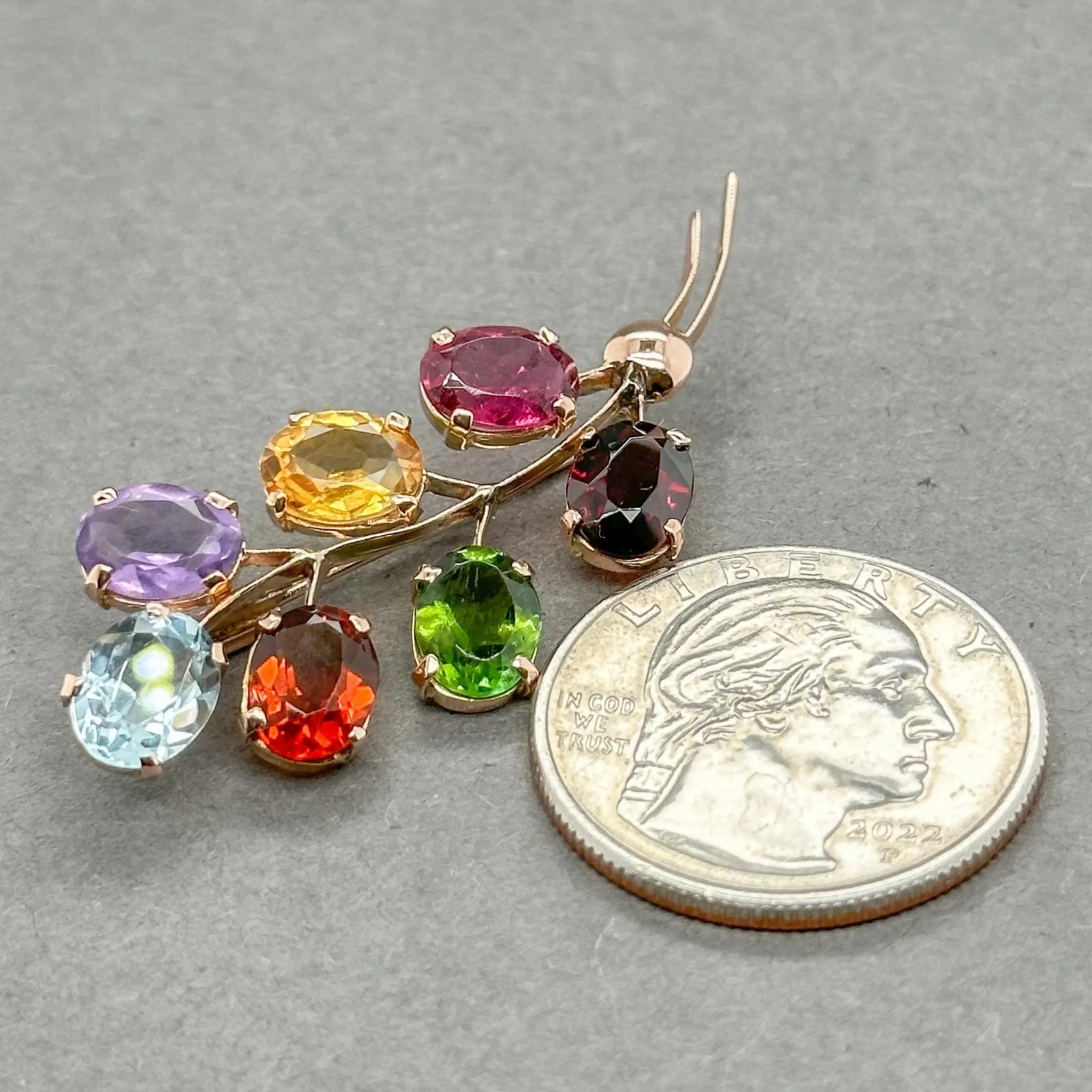 Estate 14K R Gold 7.59ctw Multi-Gemstone Pin