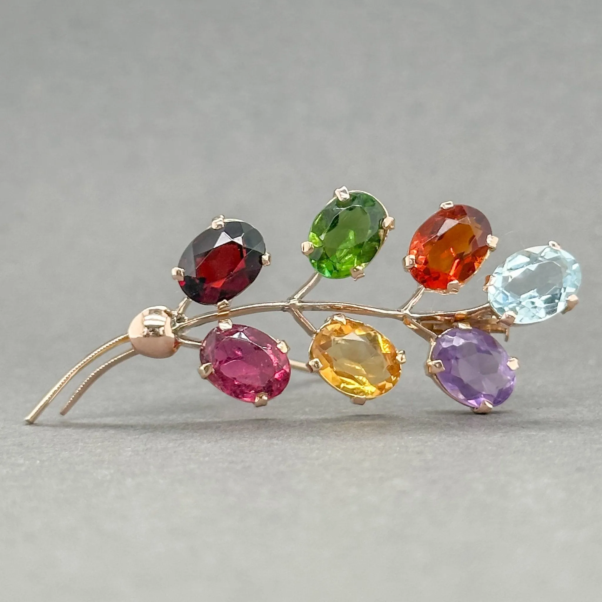 Estate 14K R Gold 7.59ctw Multi-Gemstone Pin
