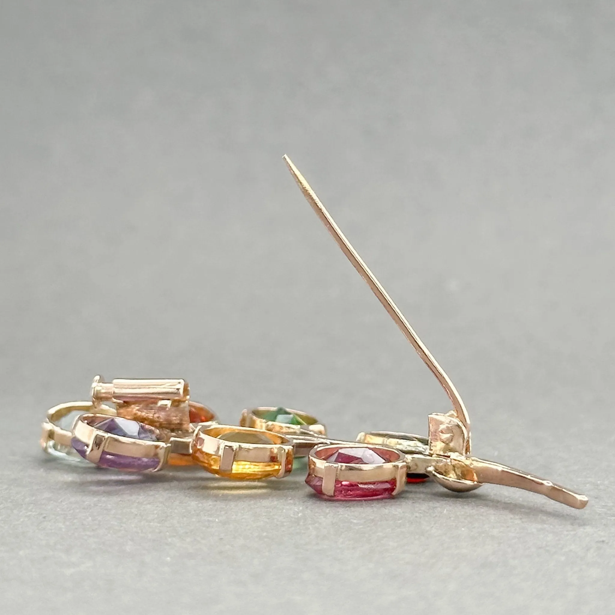 Estate 14K R Gold 7.59ctw Multi-Gemstone Pin