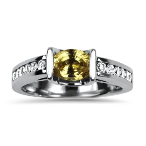 Estate 14K White Gold Diamond & Sapphire Ring