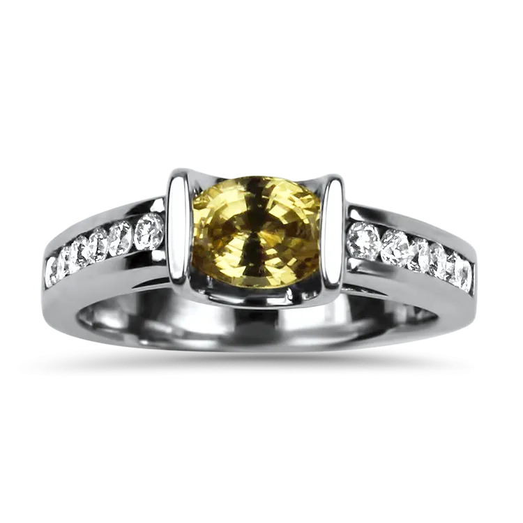 Estate 14K White Gold Diamond & Sapphire Ring