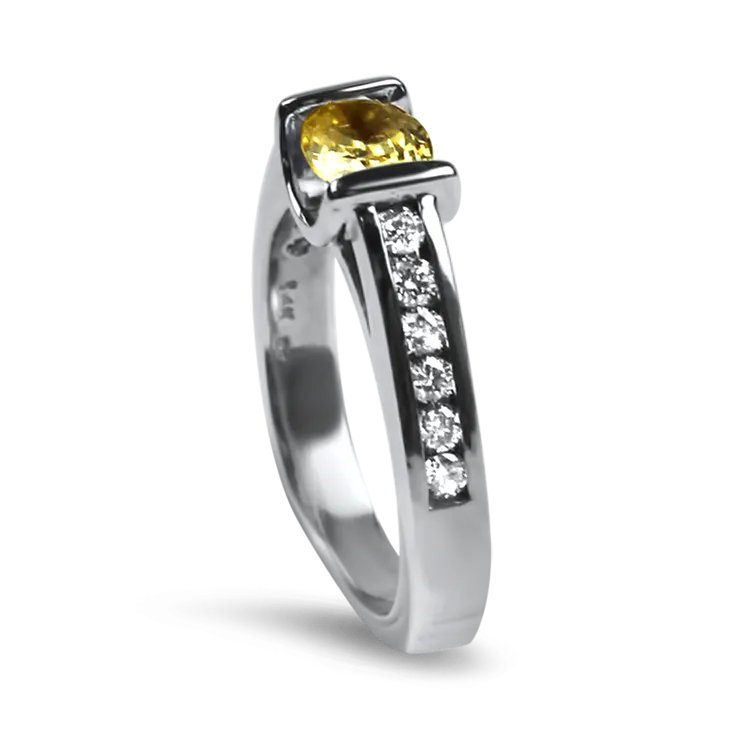 Estate 14K White Gold Diamond & Sapphire Ring