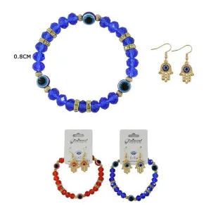 Evil Eye Bracelets & Earring Set 43279I ( 12 units )