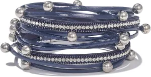 FANCY SHINY Leather Beaded Bracelet Boho Wrap Bracelets Gothic Jewelry Stackable Goth Bracelets with Magnetic Clasp