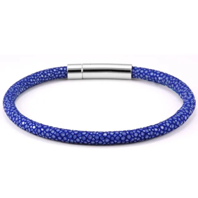 Genuine Stingray Leather Stainless Steel Bracelet
