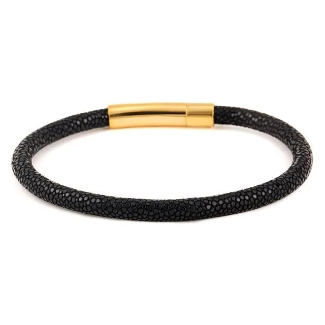 Genuine Stingray Leather Stainless Steel Bracelet