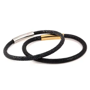 Genuine Stingray Leather Stainless Steel Bracelet