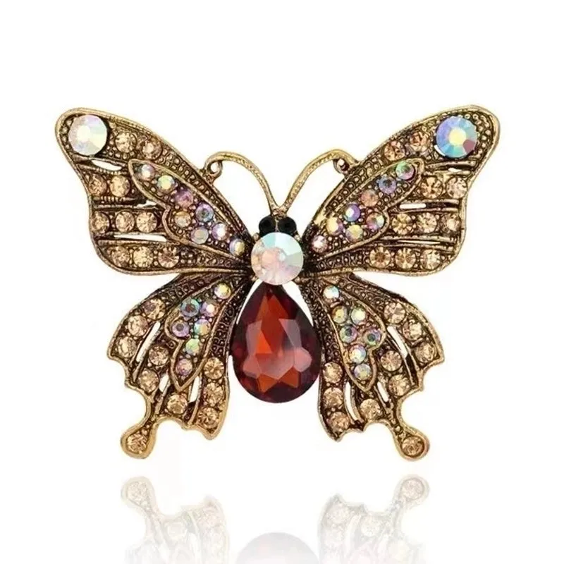 Glam Pin Butterfly Alloy Inlay Rhinestones Unisex Brooches