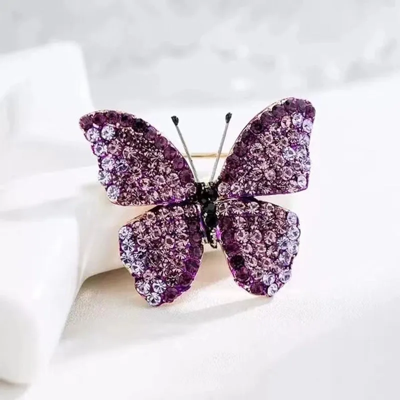 Glam Pin Butterfly Alloy Inlay Rhinestones Unisex Brooches
