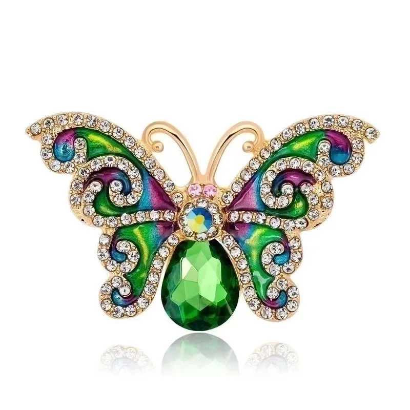 Glam Pin Butterfly Alloy Inlay Rhinestones Unisex Brooches