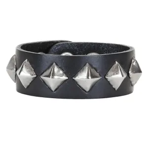 Glam Rock Diamond Studs Leather Snap Bracelet