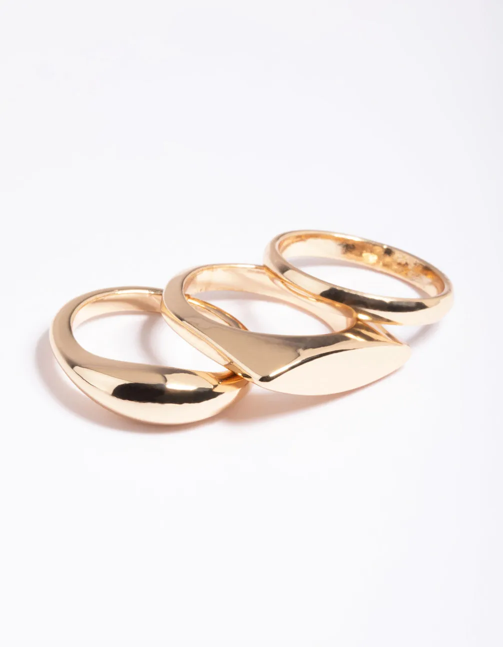 Gold Basic Signet Ring Pack