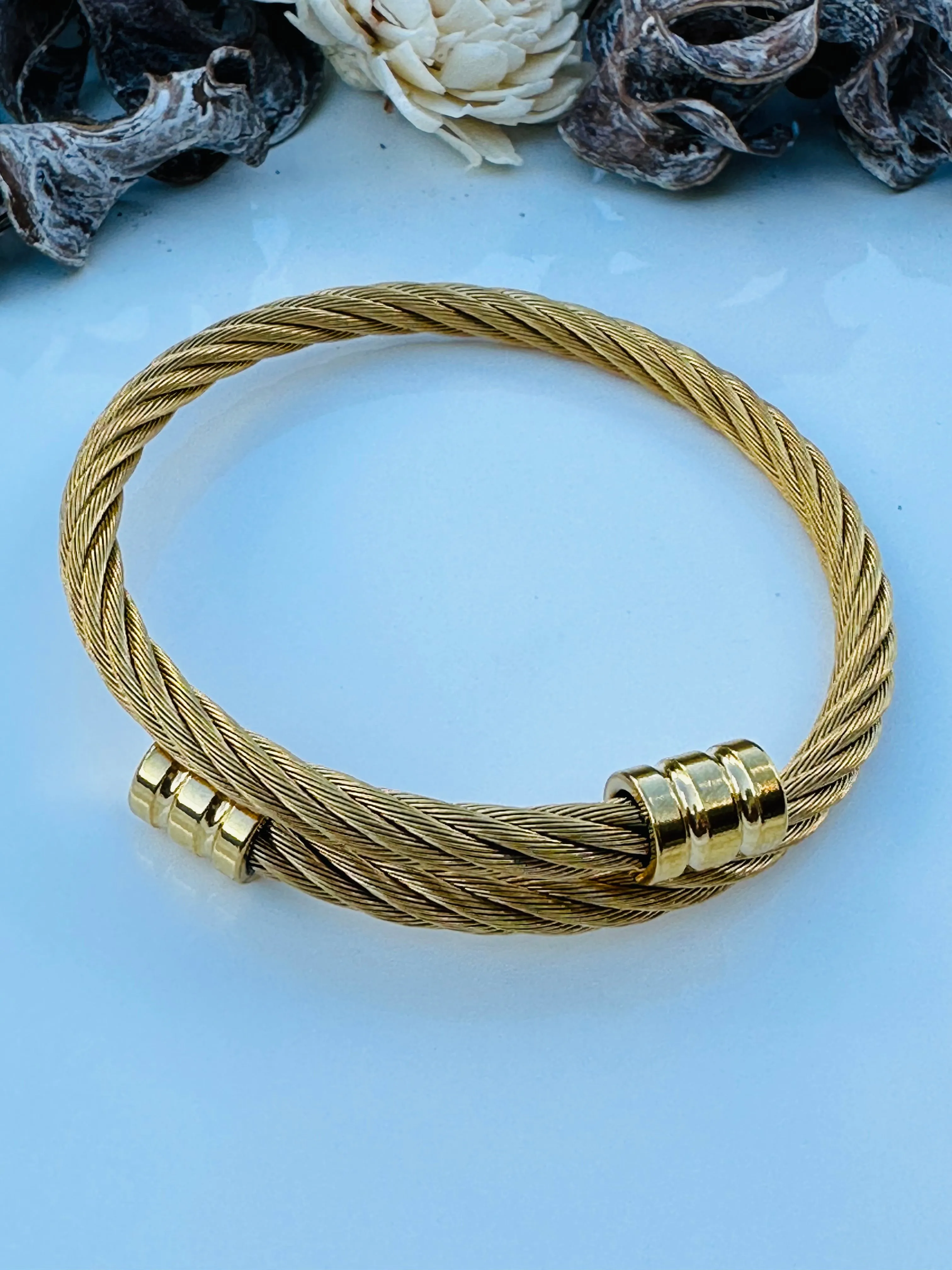 Gold Stainless Steel Bangle Bracelet