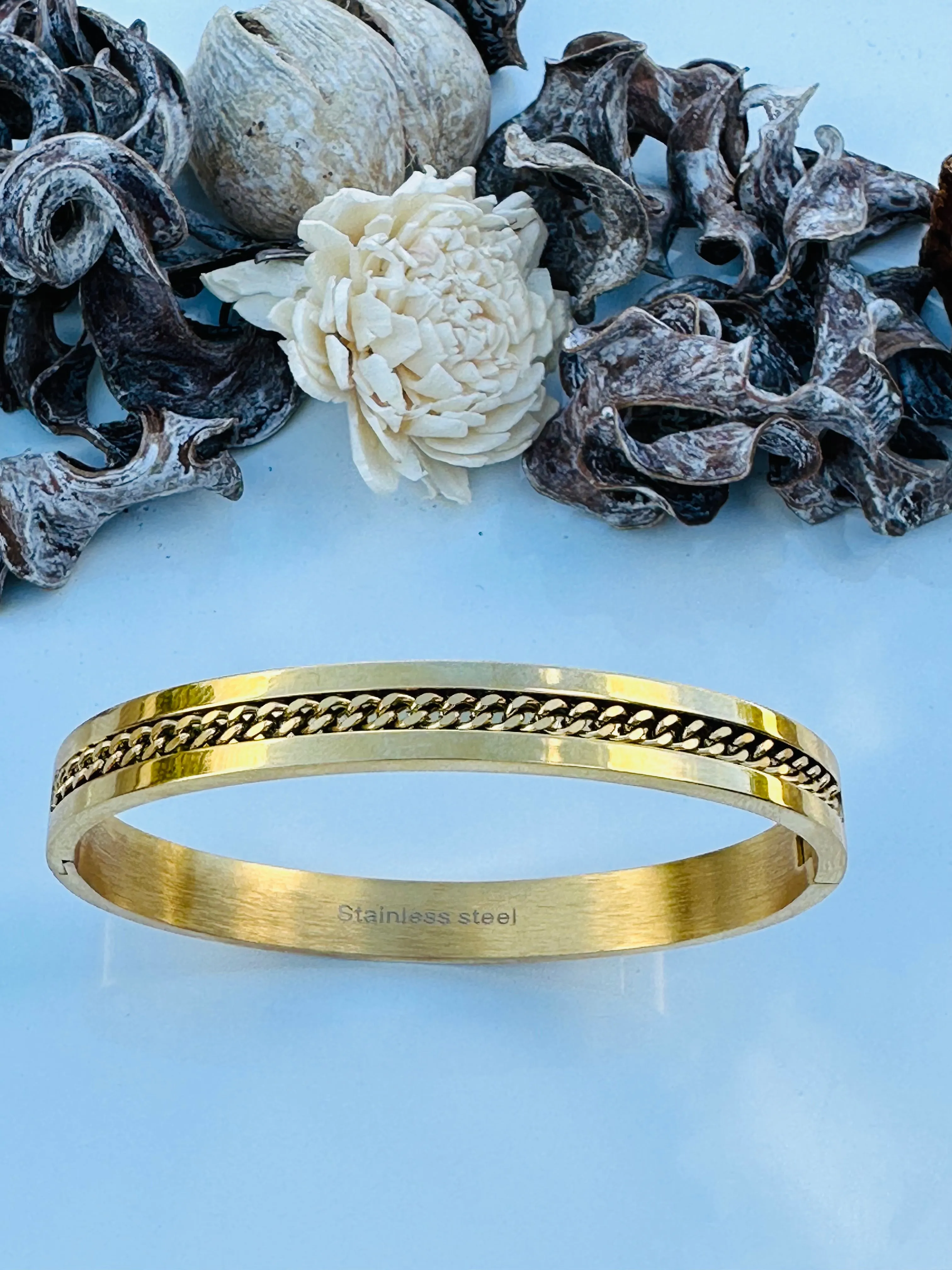 Gold Stainless Steel Bangle Bracelet