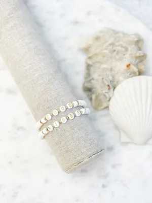 'Good Vibes' Stretch Bracelet Set - White